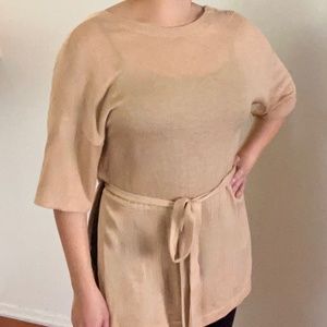 Soyer Camel Cashmere Sexy Top with Tie Waist for Women in Medium!